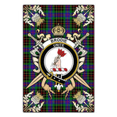 Clan Brodie Hunting Modern Tartan Crest Black Garden Flag  - Gold Thistle  NF14 Clan Brodie Tartan Today